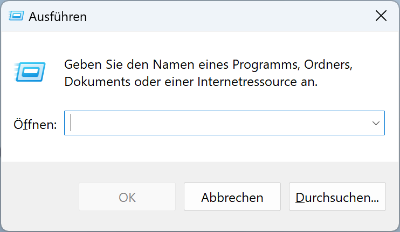 Öffnen eines Ausführungsfensters am PC