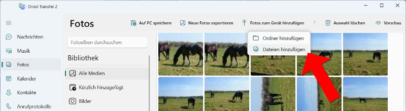 Fügen Sie Fotos zu Android hinzu